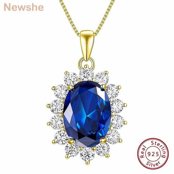 18K Gold 925 Silver Created Ruby and Sapphire Pendant with Black CZ Necklace for Women