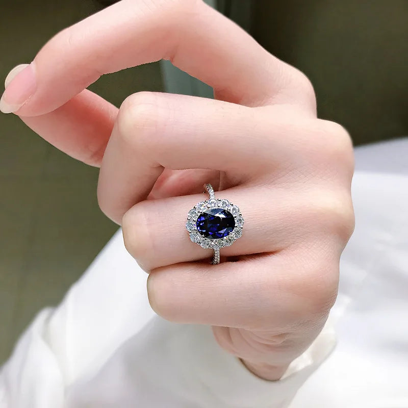 925 Sterling Silver Sapphire Ring for Women