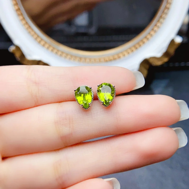 S925 Sterling Silver Olivine Studs Earrings for Women