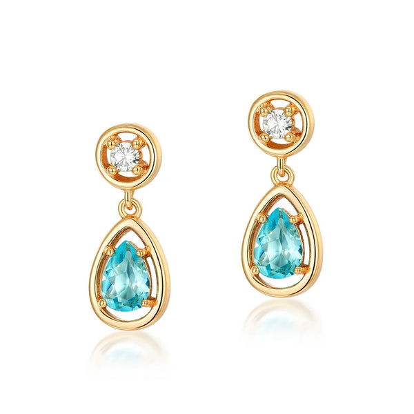 Sterling Silver Swiss Blue Topaz Dangle Earrings for Women