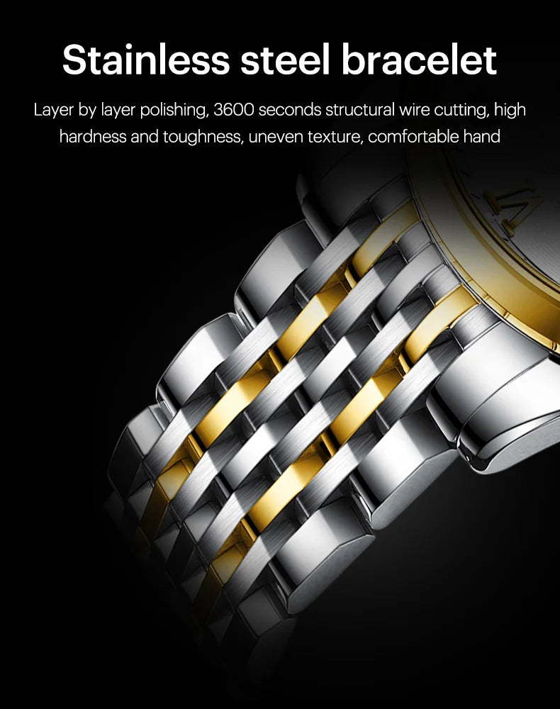 Stainless Steel automatic mechanical wrist watch for men