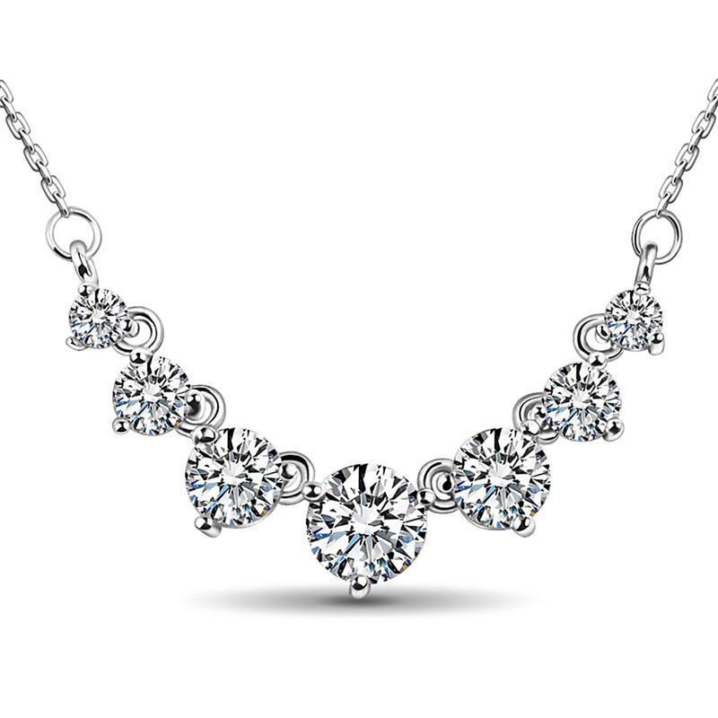 Sterling Silver 2.8ct 7 Stone Moissanite Necklace for Women