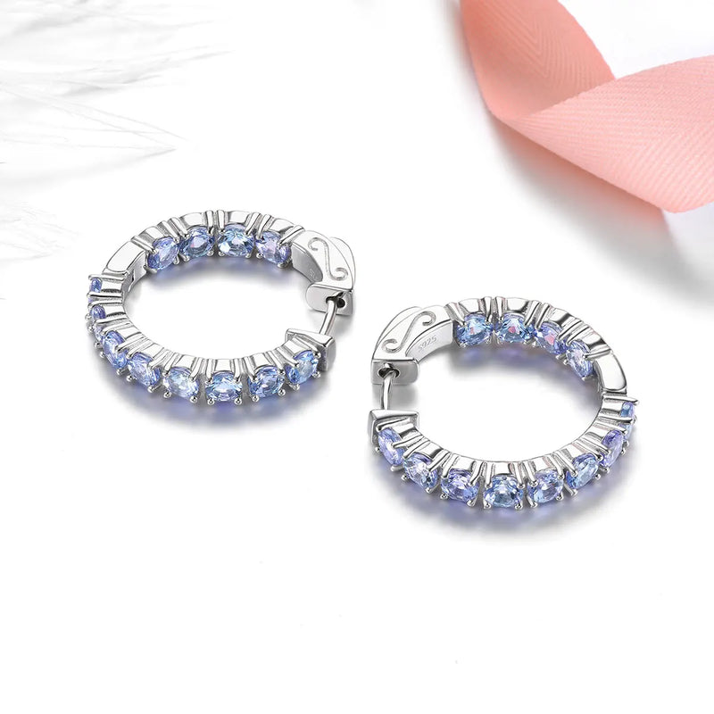 Sterling Silver 4.3 ctw Tanzanite Clip Earrings for Women