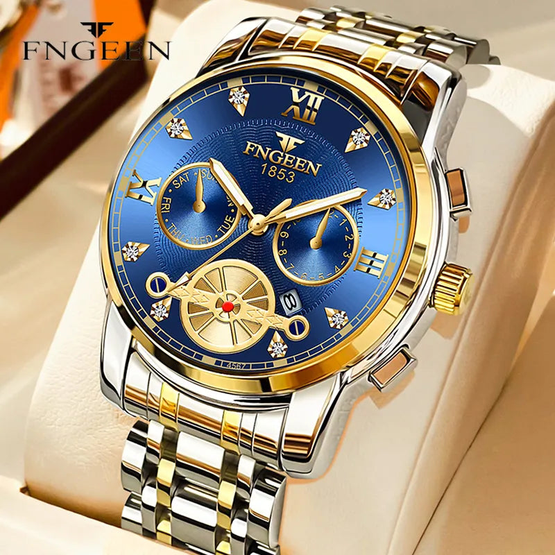 Gold Stainless Steel Quartz Watch for Men