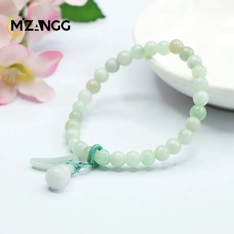 Green Jadeite Gourd Jade Bracelet for Men and Women