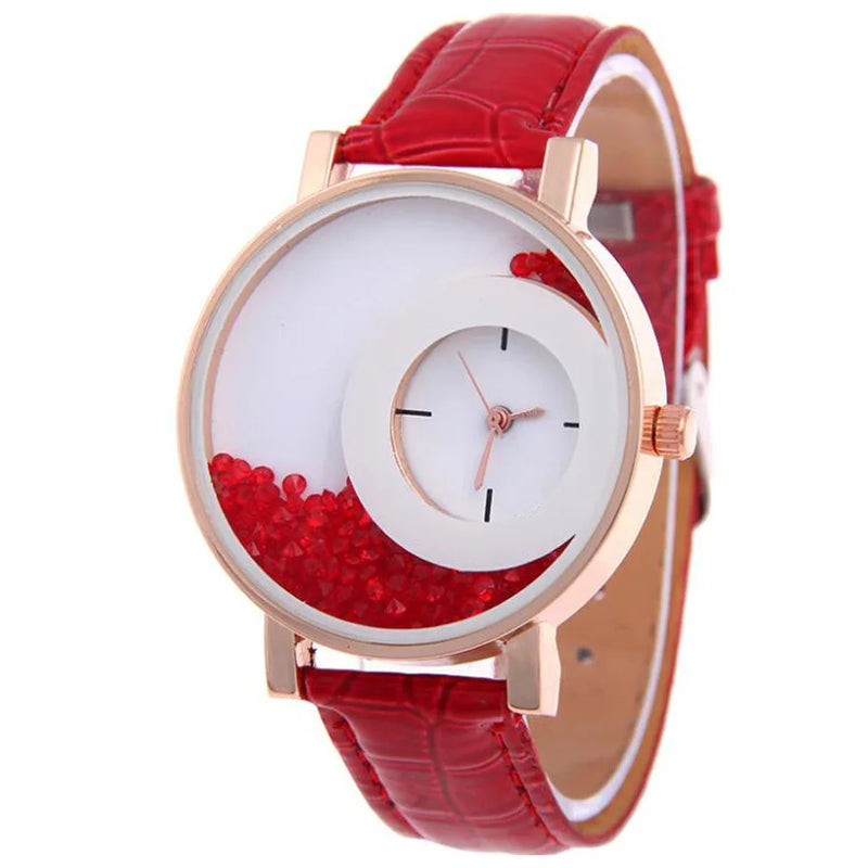 Stainless Steel Broken Diamond Watch, Large Dial, Casual Fashion, for Women