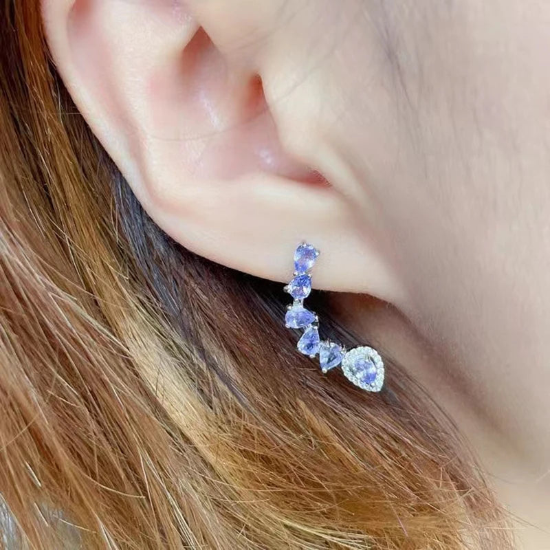 925 Sterling Silver Tanzanite Stud Earrings for Women