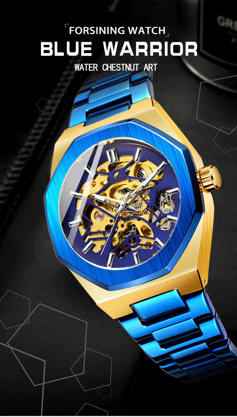 Stainless Steel Skeleton Automatic Watch for Men