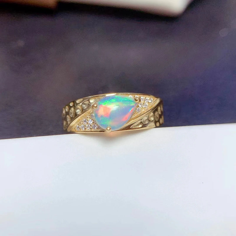 925 Sterling Silver Opal Ring 6mm*8mm for Women