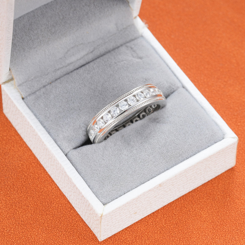 925 Sterling Silver A Cubic Zircon Wedding Rings for Men