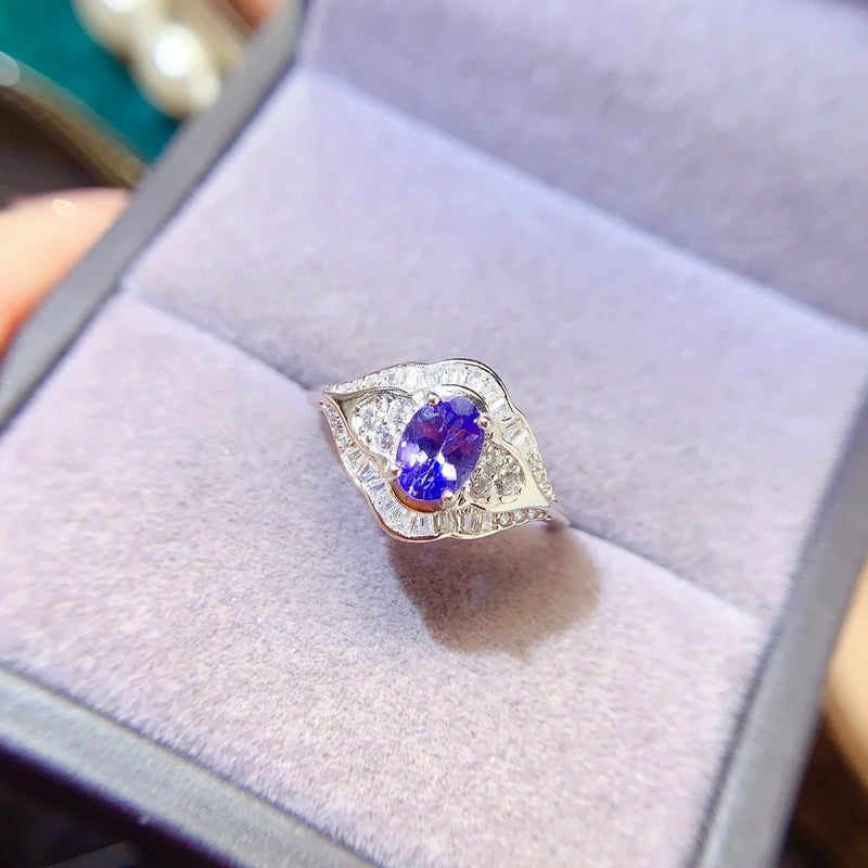 sterling Silver Tanzanite Ring for Women