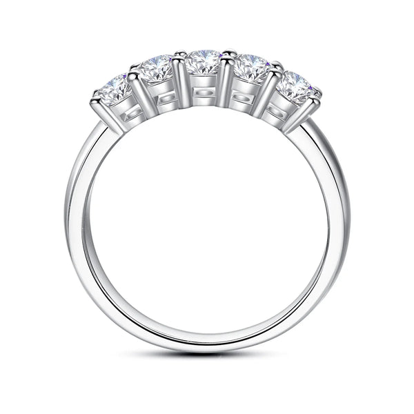 Sterling Silver 5 Stone Moissanite Ring for Woman