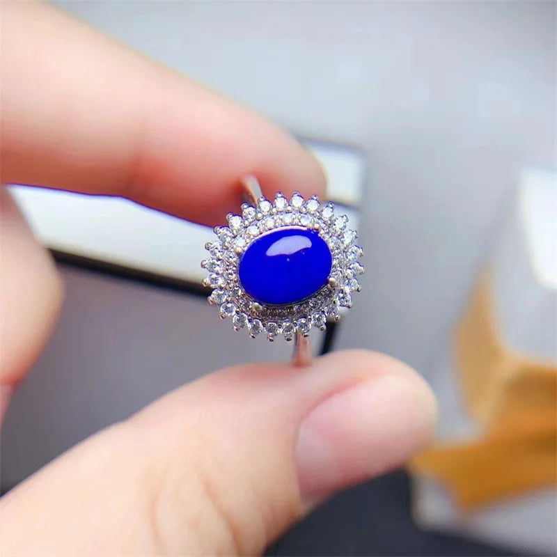 Sterling Silver Lapis Lazuli Wedding Ring for Women