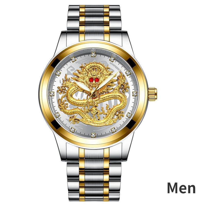 Gold Dragon Phoenix Couple Watches