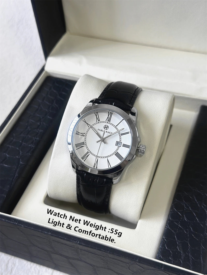 Luxury Men's Waterproof Quartz Watch with Date and Stainless Steel Strap