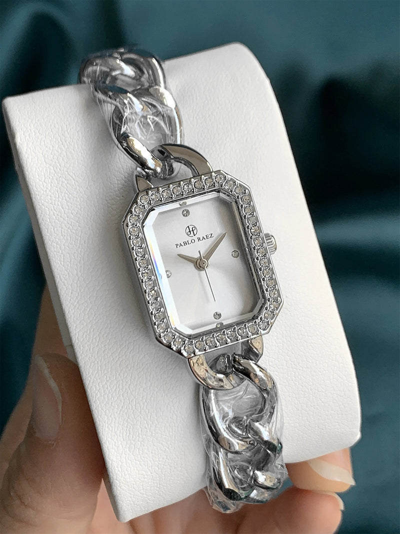 Elegant Diamond Stainless Steel Waterproof Wristwatch for Women