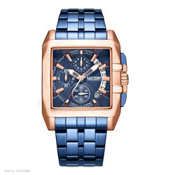 Stainless Steel Blue Rose Gold Luminous Military Sport Watch for Men