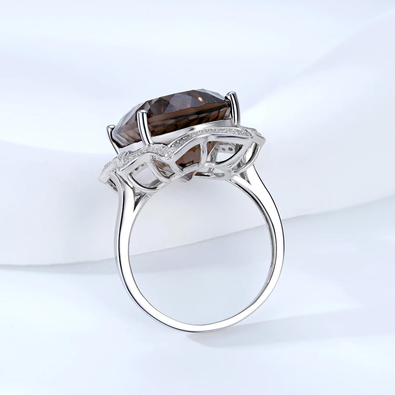 Sterling Silver Smoky Quartz Ring for Women