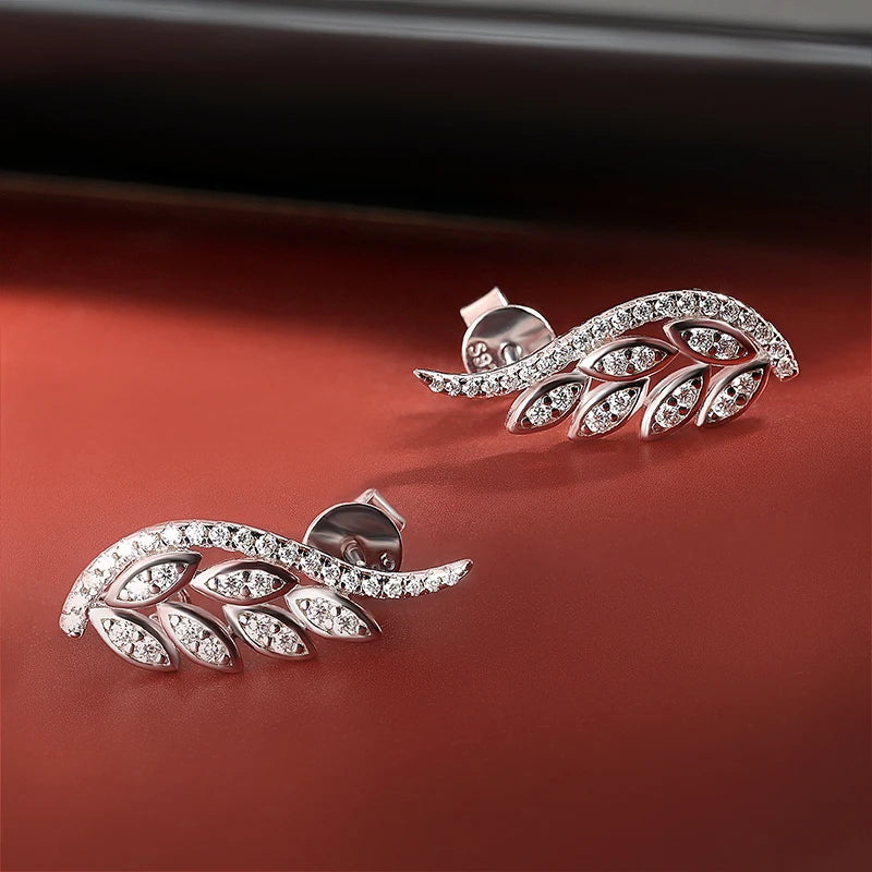 925 Sterling Silver 0.40CTW Moissanite Angel Wings Stud Earrings for Women