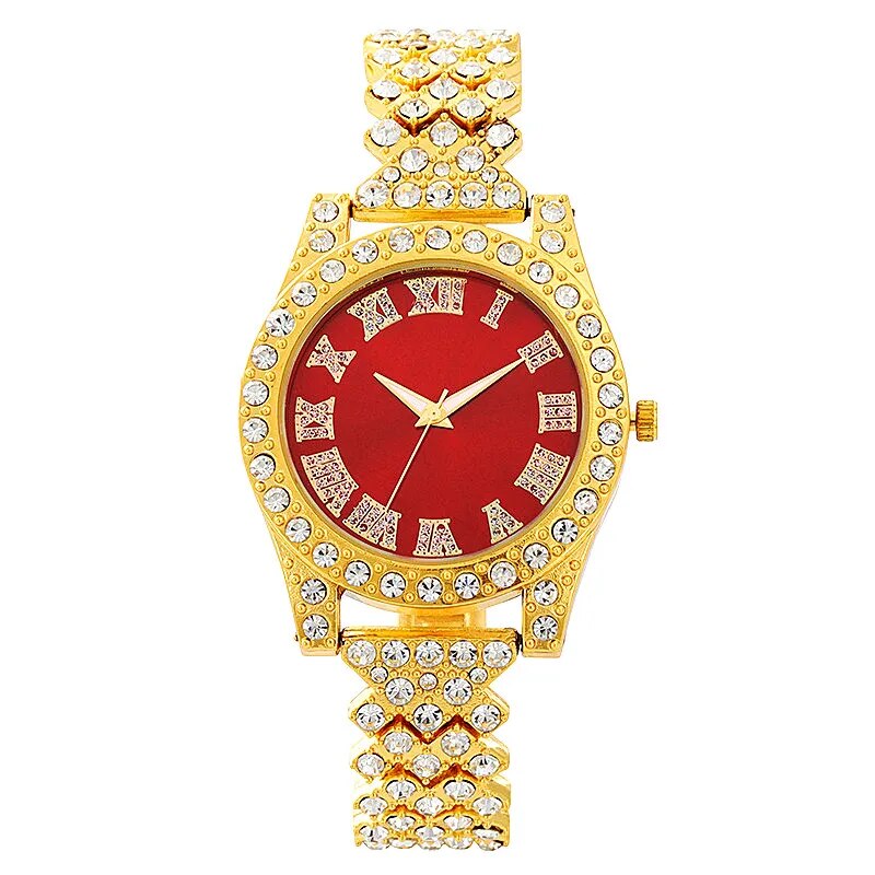 Stainless Steel Diamond Crystal Round Watch for Women