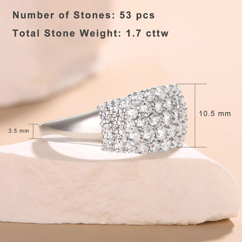 925 Sterling Silver Wide CZ Diamond Eternity Ring for Women