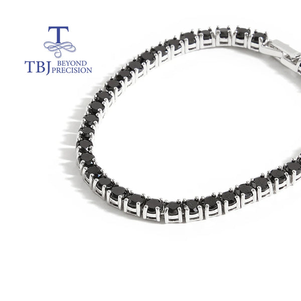 925 Silver Natural Black Spinel Bracelet for Women