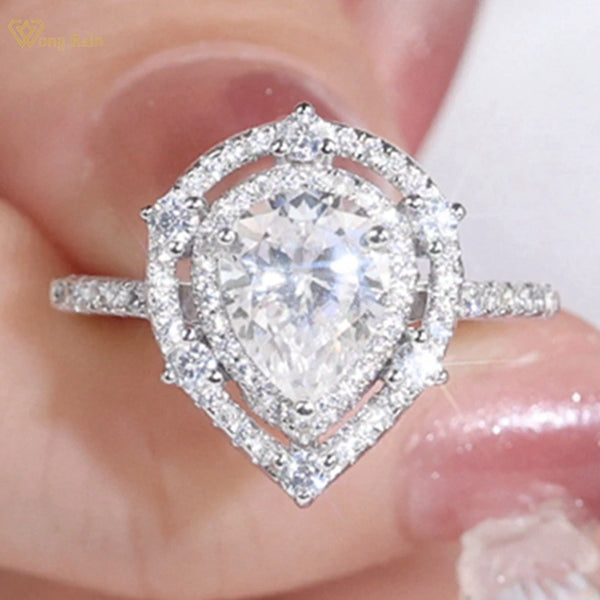 925 Sterling Silver 2.00ct Real Moissanite Engagement Ring for Women