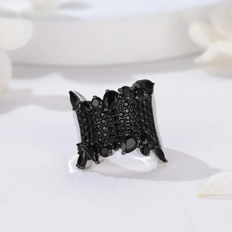 925 Sterling Silver Ring with 4.00 Carat Black Spinel for Women