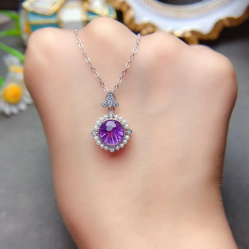 925 Sterling Silver Amethyst Fine Jewelry Set for Women