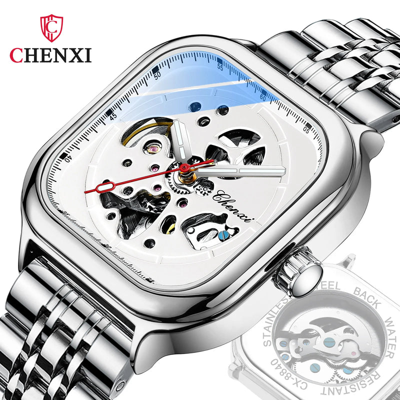 Stainless Steel Leather Mesh Kwai Automaton Mechanical Watch for Women