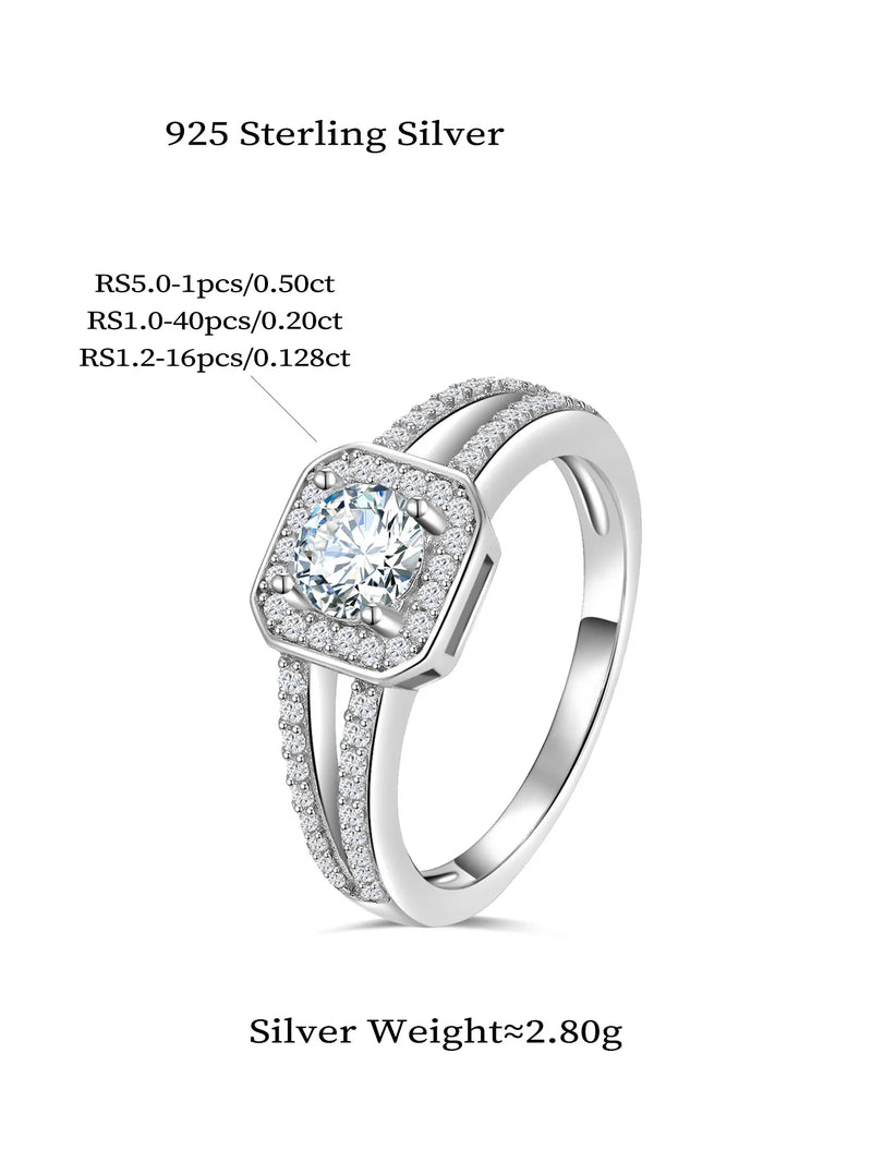 Sterling Silver Moissanite Cushion Engagement Ring for Her