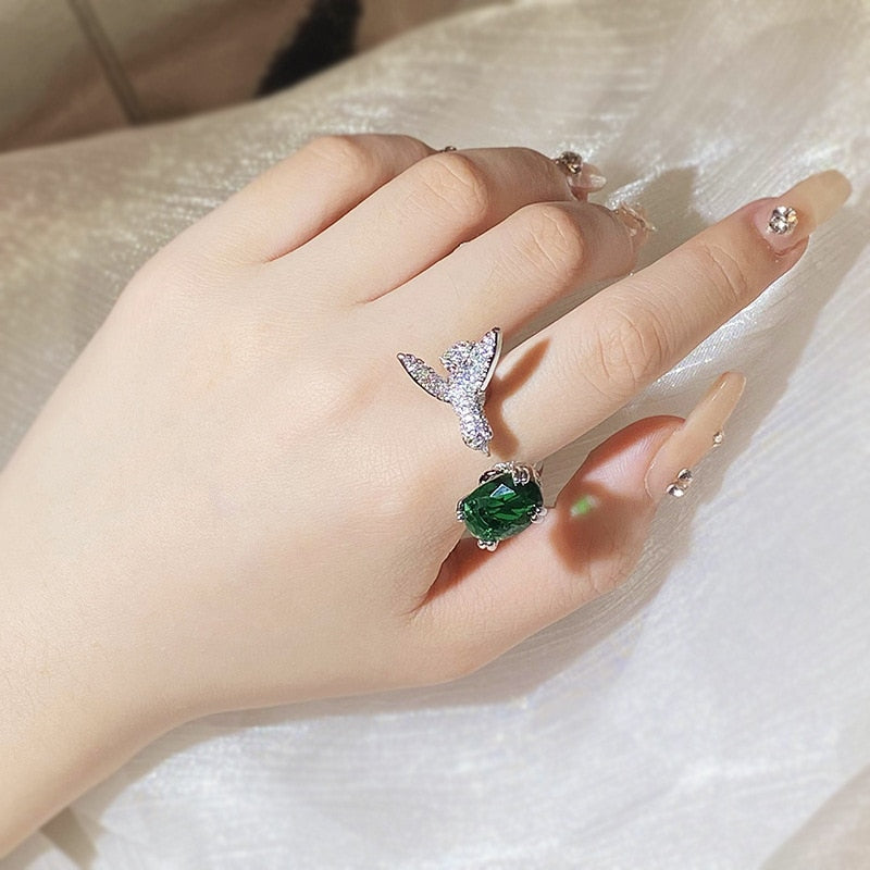 Sterling Silver Simulation Santa Maria Green Oval Hummingbird Ring for Her