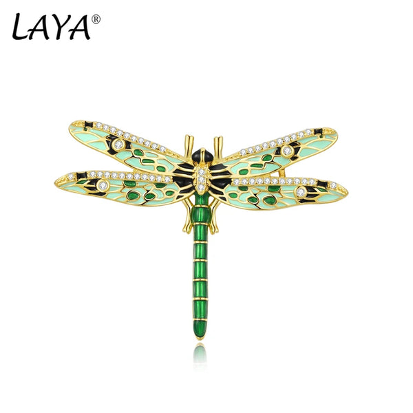 925 Sterling Silver Dragonfly Brooch with Colorful Enamel for Women