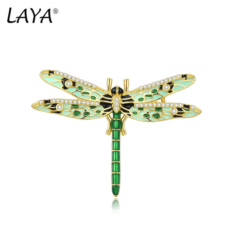 925 Sterling Silver Dragonfly Brooch with Colorful Enamel for Women