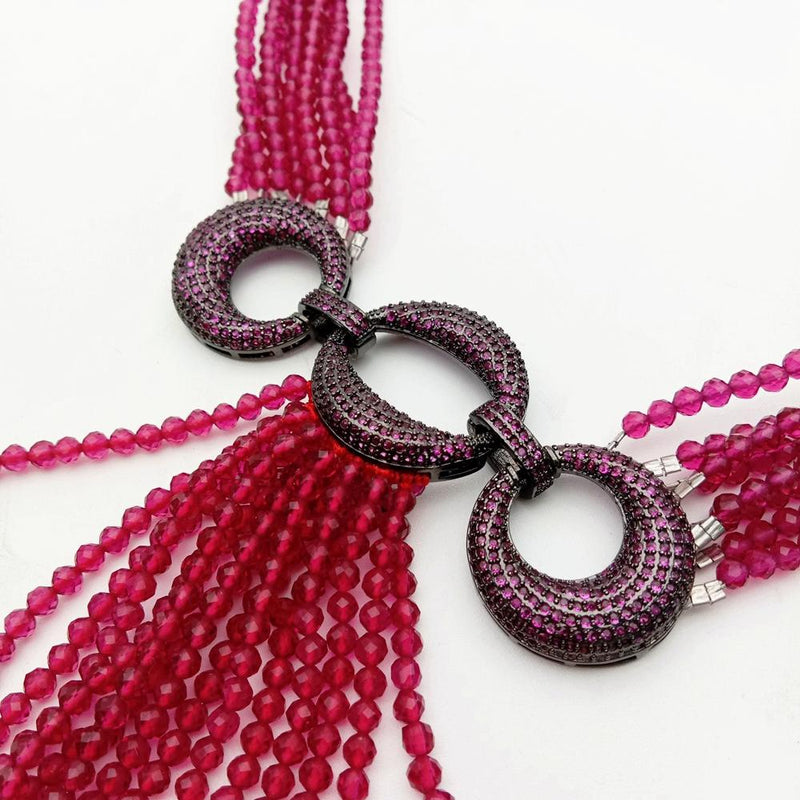 Sterling Silver Red Crystal Festoon Necklace