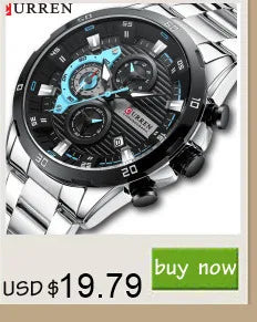 Stainless Steel Quartz Watch, Waterproof, for Men