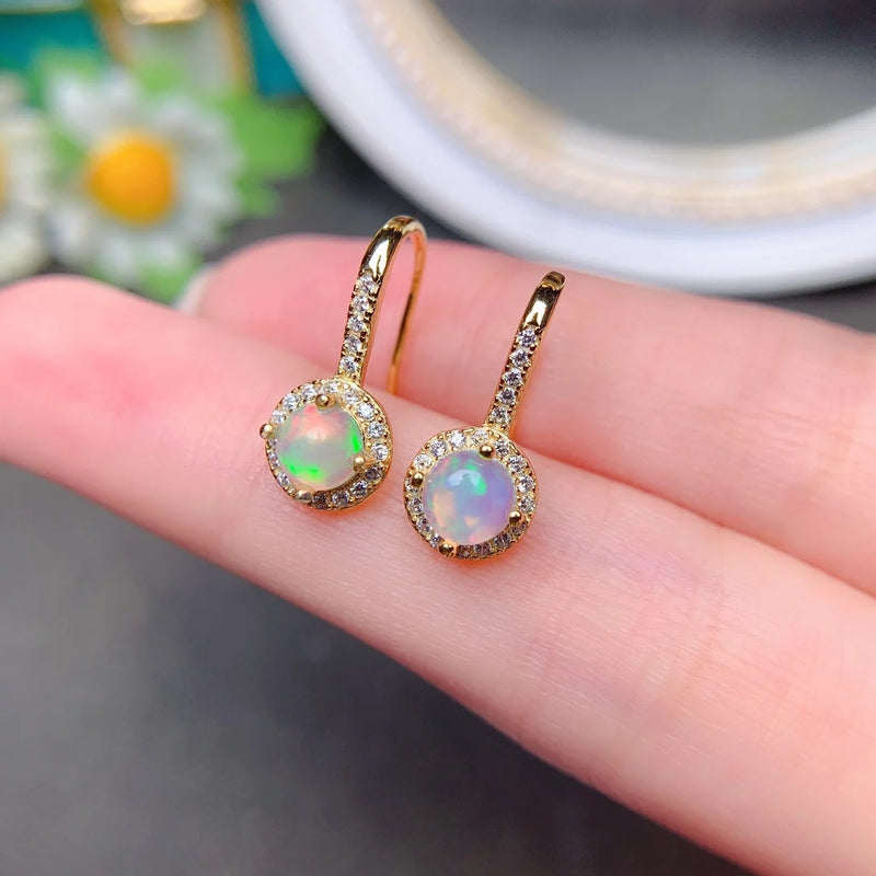 18K Gold Plated Natural Opal Earrings for Women