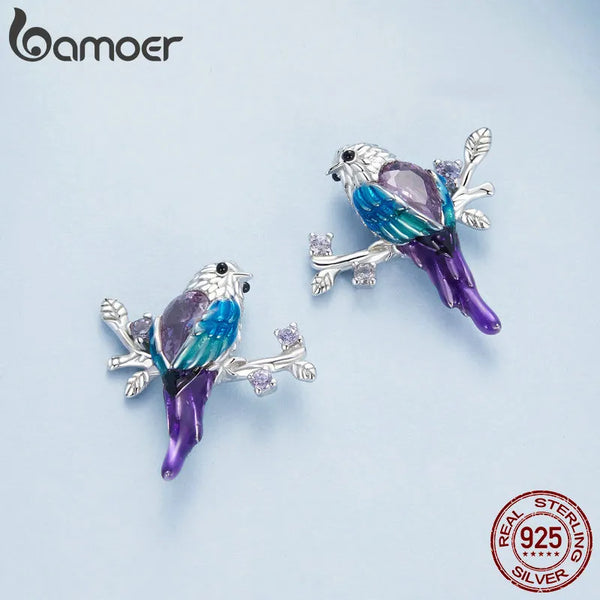 Sterling Silver Bird Dangle Earrings for Women