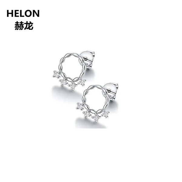 10k White Gold Natural Diamond Stud Earrings for Women