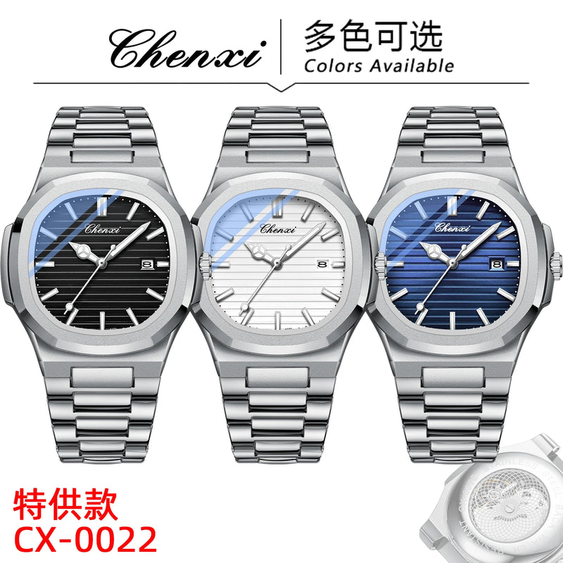 Steel Transparent Bottom Quartz Watch with Calendar for Men