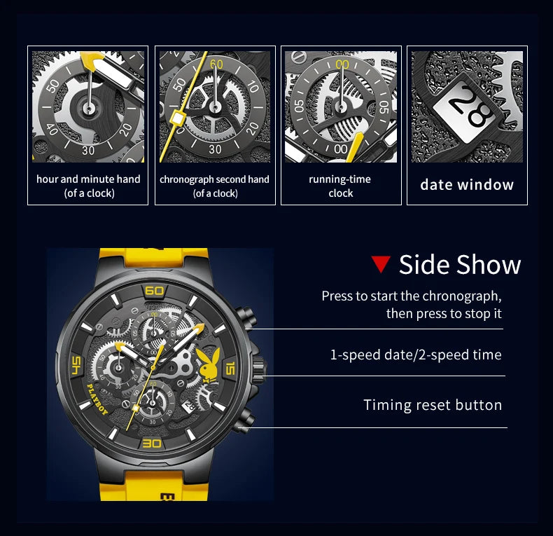 Stainless Steel Silicone Luxury Waterproof Luminous Watch for Men