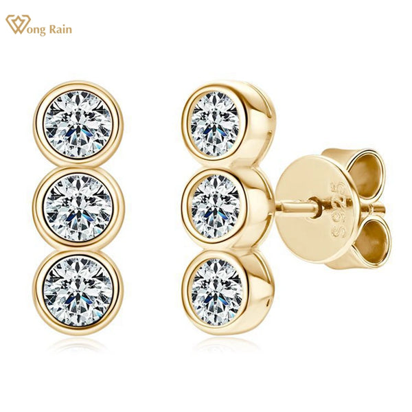 18K Gold Plated Sterling Silver Moissanite Stud Earrings for Women