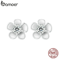 925 Sterling Silver Moissanite Sakura Shape Stud Earrings for Women