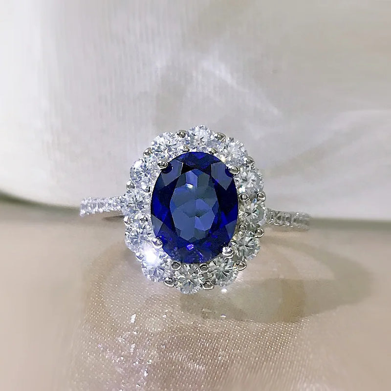 925 Sterling Silver Sapphire Ring for Women