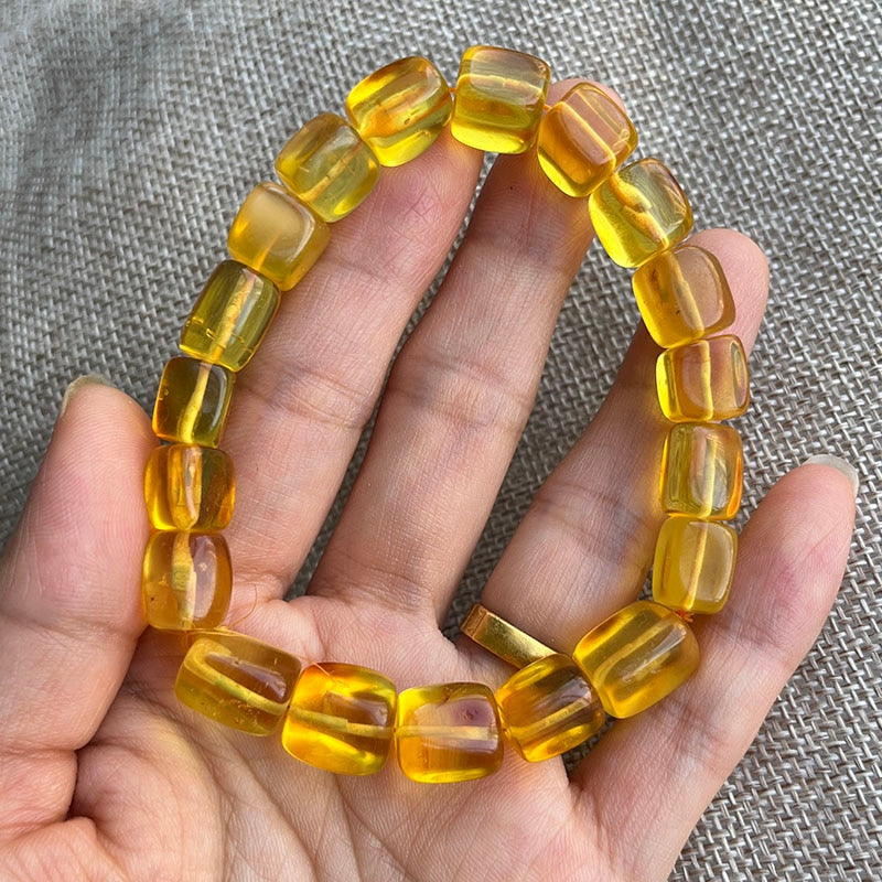 Sterling Silver Natural Amber Bracelet for Unisex