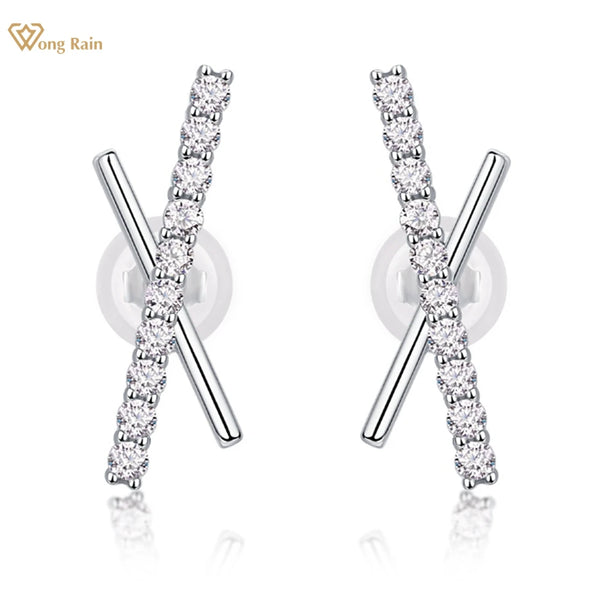 Sterling Silver VVS1 3EX D Color Real Moissanite Diamond Gemstone Ear Studs for Women