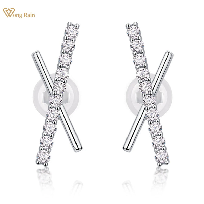 Sterling Silver VVS1 3EX D Color Real Moissanite Diamond Gemstone Ear Studs for Women