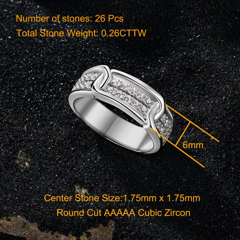 925 Sterling Silver 5A Cubic Zirconia Engagement Ring for Men