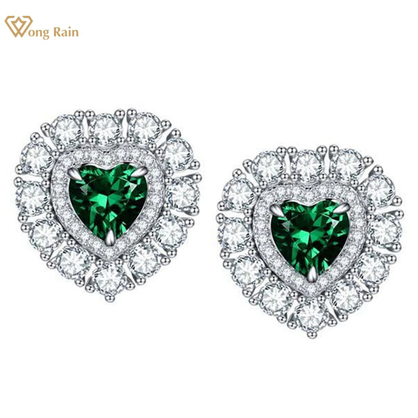 Sterling Silver Emerald Sapphire Diamond Stud Earrings for Women