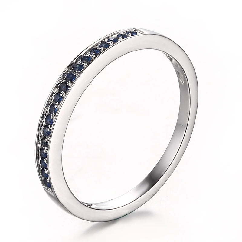 10K White Gold Sapphire Half Eternity Band for Women